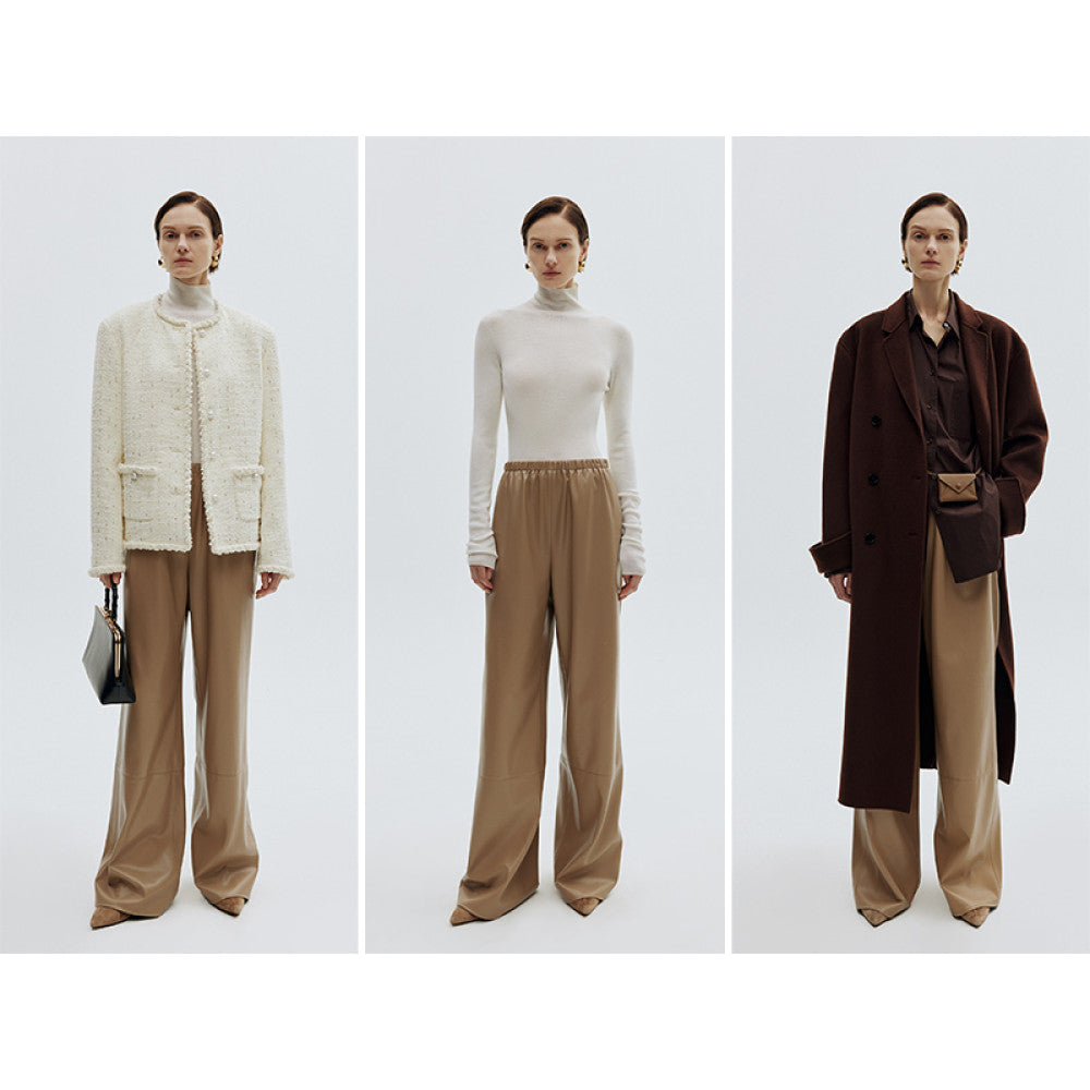 RoseLingLing Town Store Air Pants with Imported Craftsmanship Q Bounce Knock Soft Protein Leather Wide Leg Pants image 3