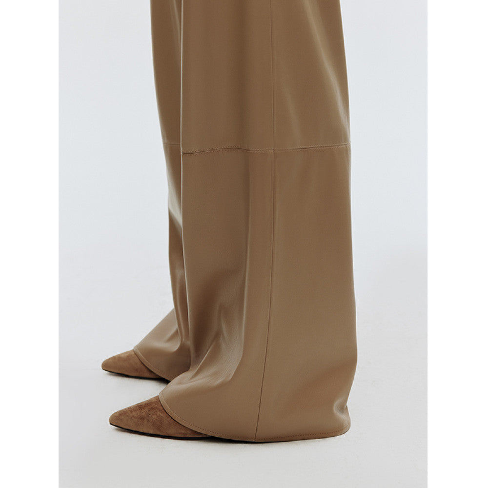 RoseLingLing Town Store Air Pants with Imported Craftsmanship Q Bounce Knock Soft Protein Leather Wide Leg Pants image 4