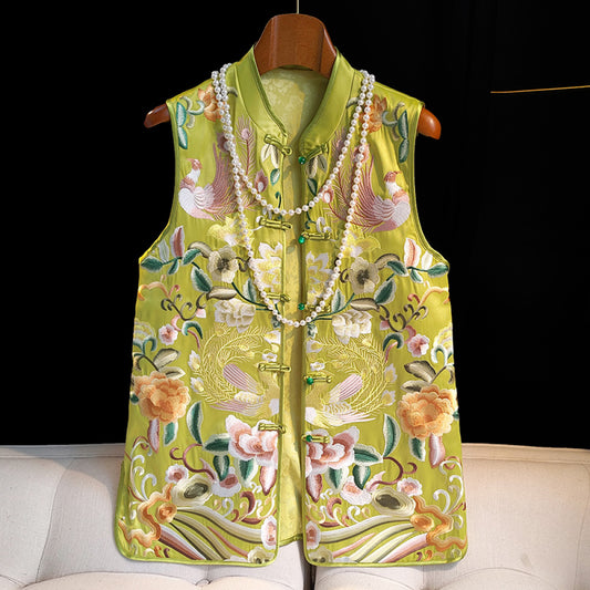 ASAYA2746 Light Chinese style improved cheongsam button satin vest