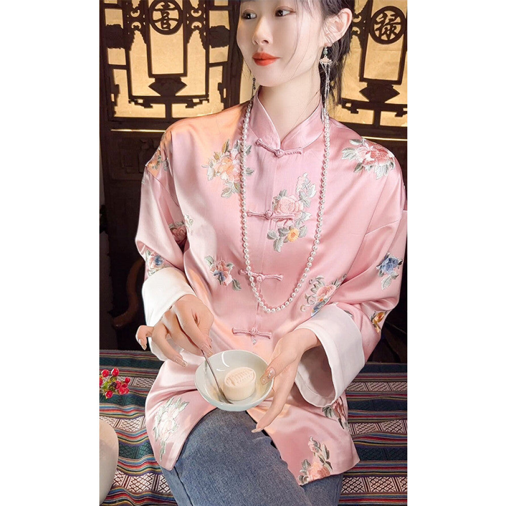 Gaoding embroidery new Chinese style women s clothing Chinese style jacket women s spring retro button small stand up collar vinegar top image 10