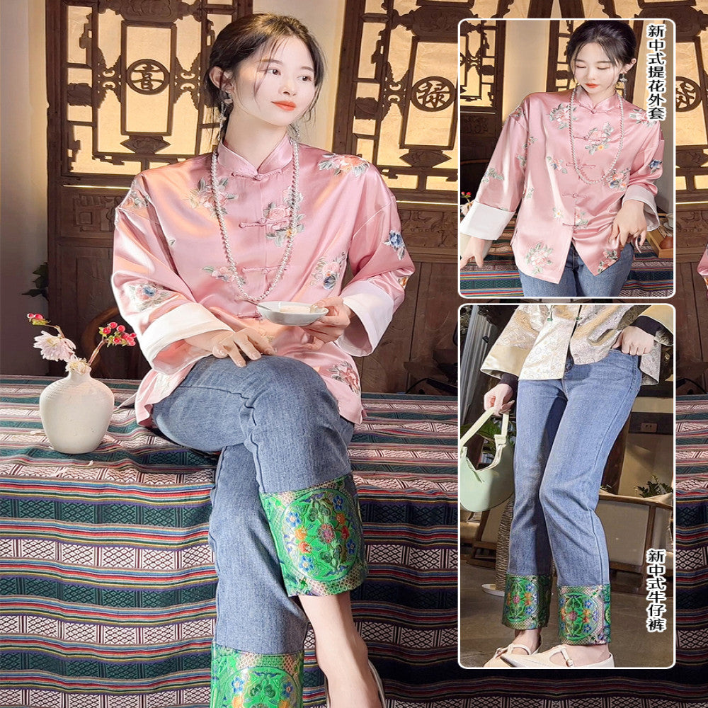 Gaoding embroidery new Chinese style women s clothing Chinese style jacket women s spring retro button small stand up collar vinegar top image 21