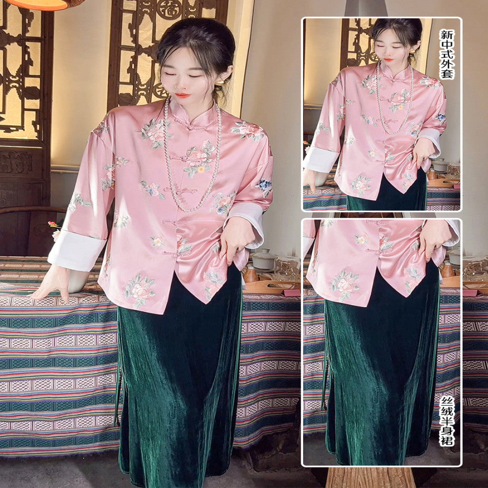 Gaoding embroidery new Chinese style women s clothing Chinese style jacket women s spring retro button small stand up collar vinegar top image 32