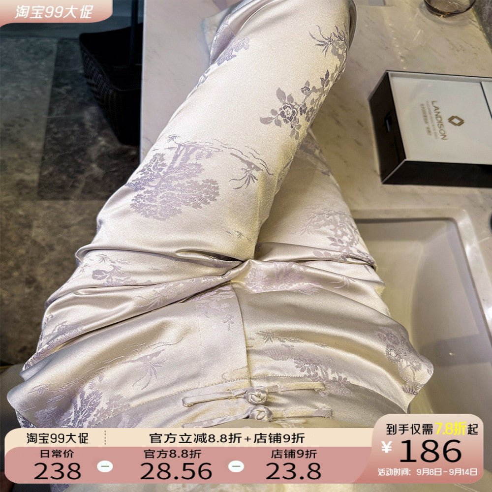 Ancient plant dyeing new Chinese style white small leg pants for women in early spring 2025 with a slim and flowing suit pants image 1