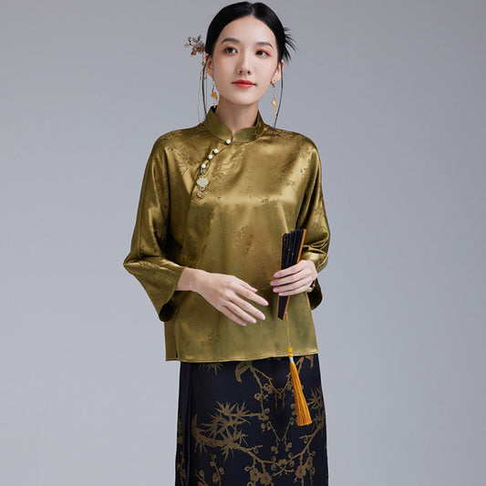 ASAYA2741 New Chinese style retro improved jacquard section Tang suit top