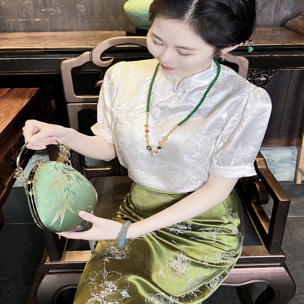 Ancient plant dyeing new Chinese style dress Chinese style half skirt for women in the spring and summer of 2025 wrapped buttocks buttoned open slit skirt image 17