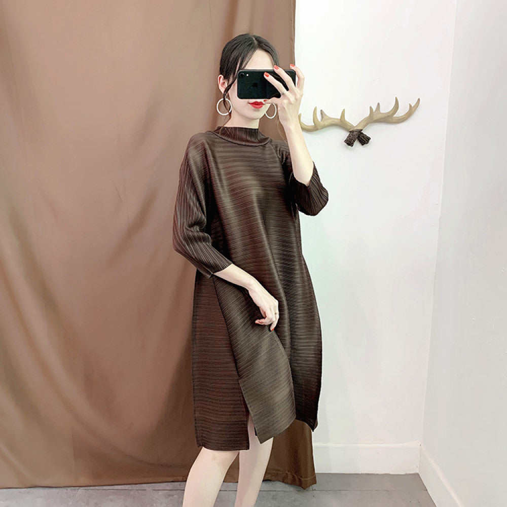 Tuke pleated accordion pleated dress 2025 new spring clothing temperament women s clothing loose A line large size to cover belly image 18