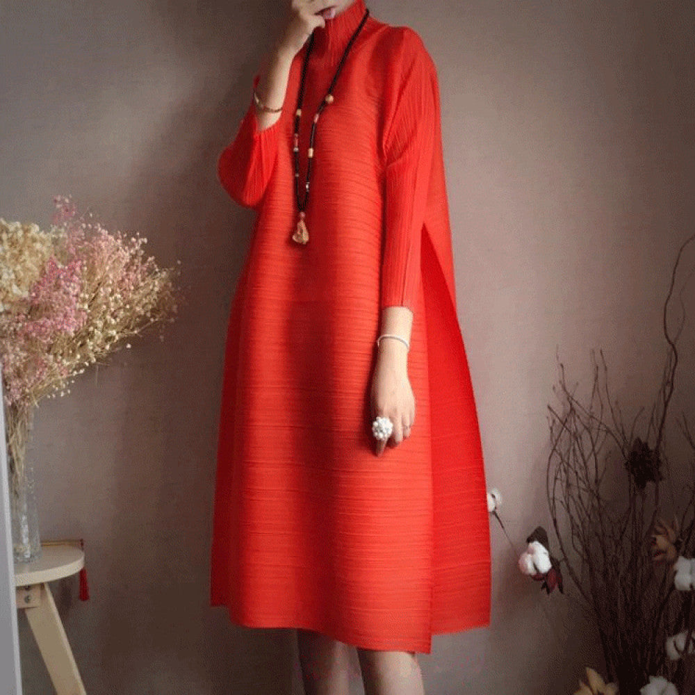Tuke pleated accordion pleated dress 2025 new spring clothing temperament women s clothing loose A line large size to cover belly image 8
