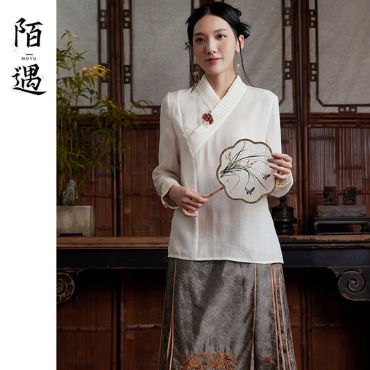 ASAYA2726 New Chinese style retro improved Hanfu embroidered tea suit shirt
