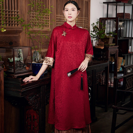 ASAYA2725 New Chinese Style Orchid Embroidery Daily Chinese Style Cheongsam Style Side Split Skirt