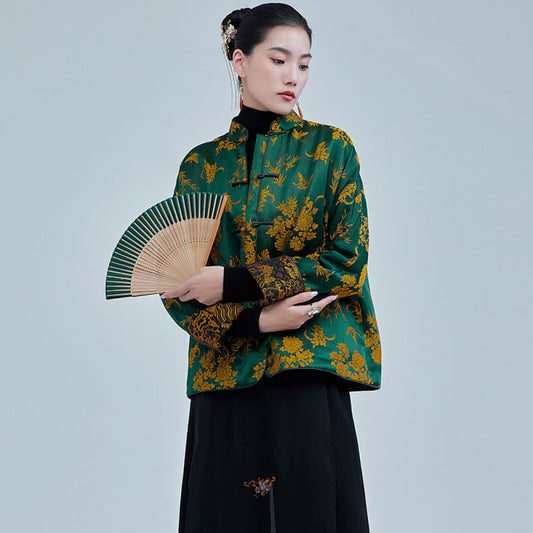 ASAYA2716 New Chinese style jacquard satin improved new Chinese style cotton coat