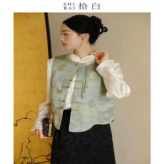 ASAYA2703 White laurel rabbit under the moon new Chinese style vest