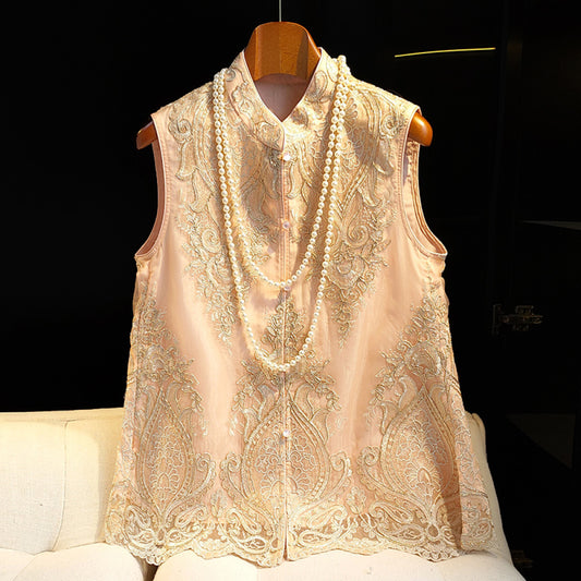 ASAYA2699 Retro lace embroidered national style vest