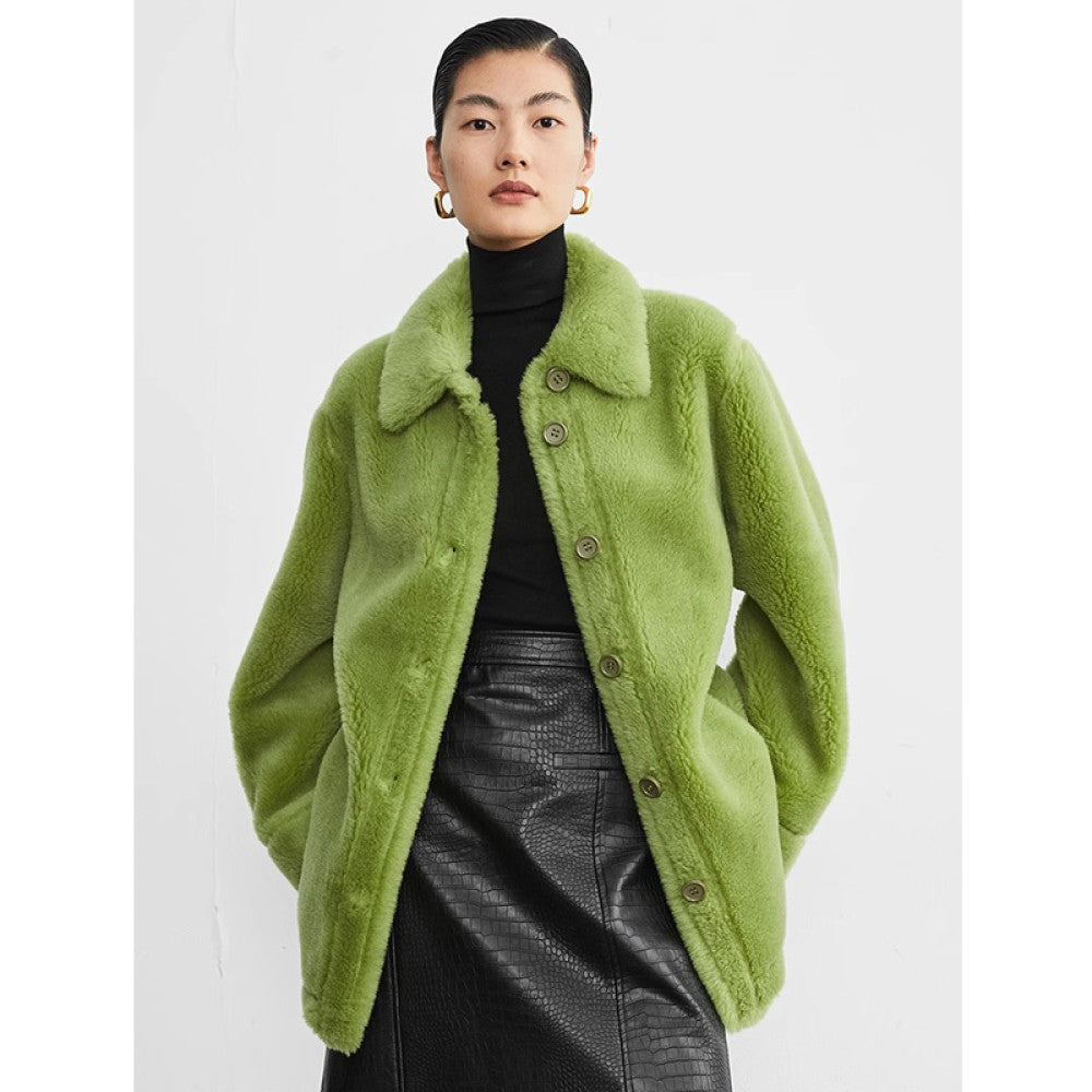 RoseLingLing Merino wool particle fleece fur integrated windproof and warm loose teddy coat jacket image 1