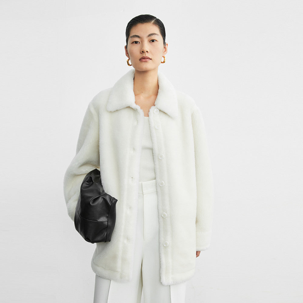 RoseLingLing Merino wool particle fleece fur integrated windproof and warm loose teddy coat jacket image 4