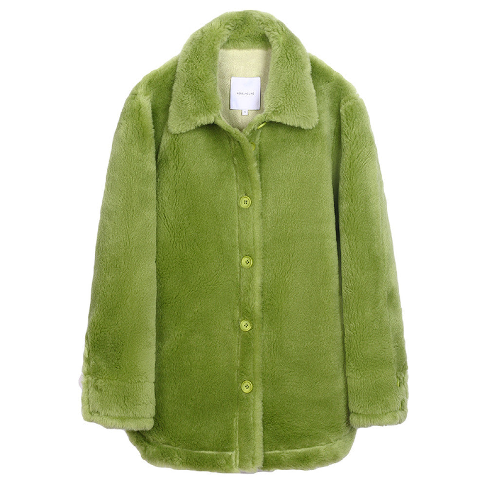 RoseLingLing Merino wool particle fleece fur integrated windproof and warm loose teddy coat jacket image 7