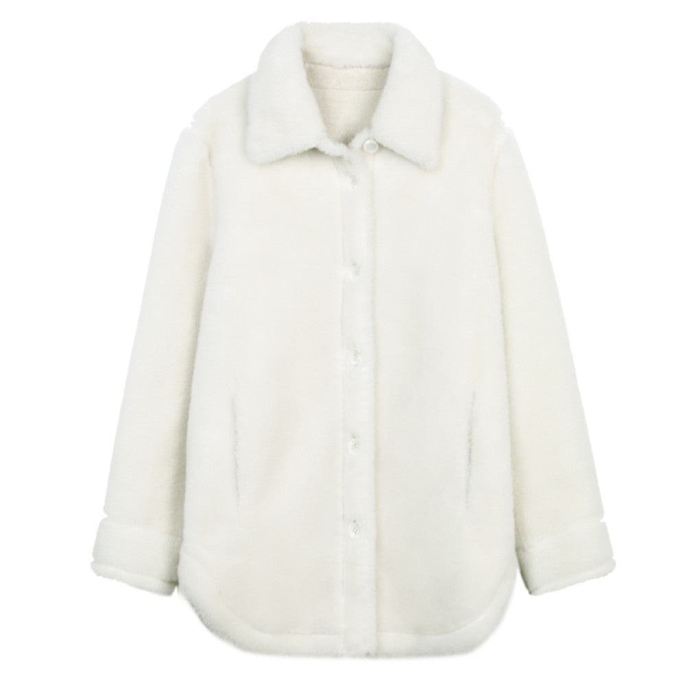 ASAYA2679 Merino wool granular velvet fur all-in-one windproof and warm loose teddy coat