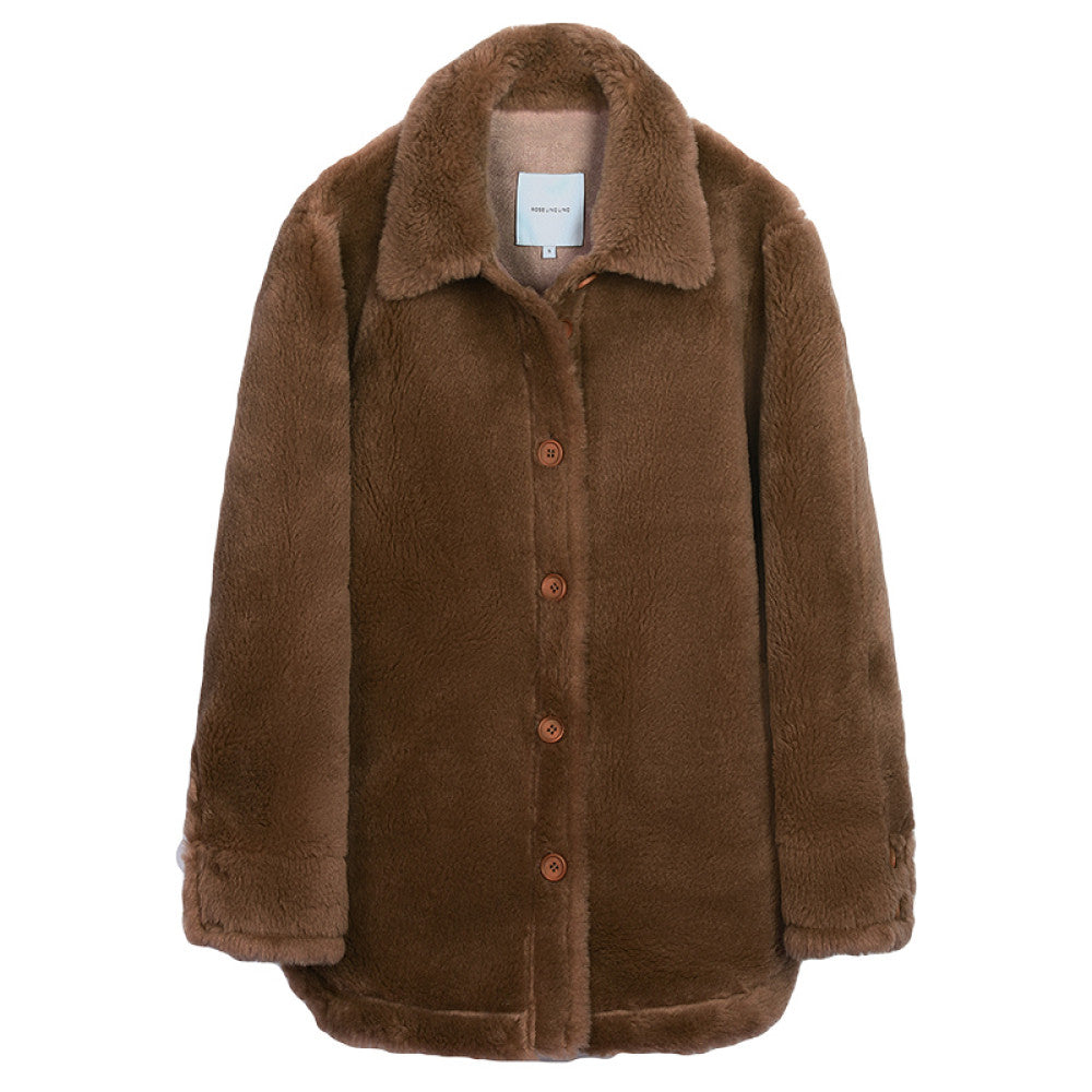 RoseLingLing Merino wool particle fleece fur integrated windproof and warm loose teddy coat jacket image 29