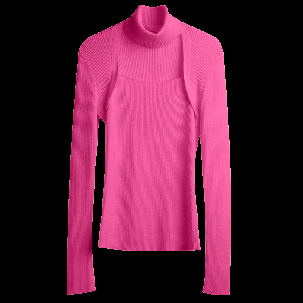 RoseLingLing machine washable wool high fashion detachable scarf slim fit and slimming knit top base sweater image 13