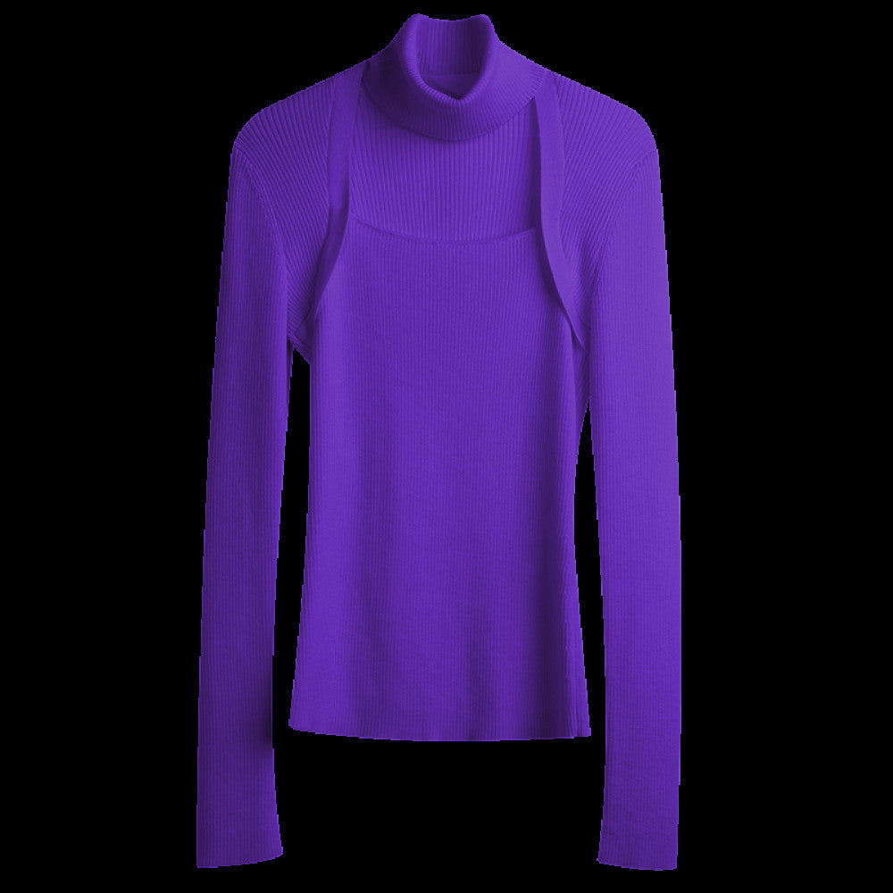 RoseLingLing machine washable wool high fashion detachable scarf slim fit and slimming knit top base sweater image 49