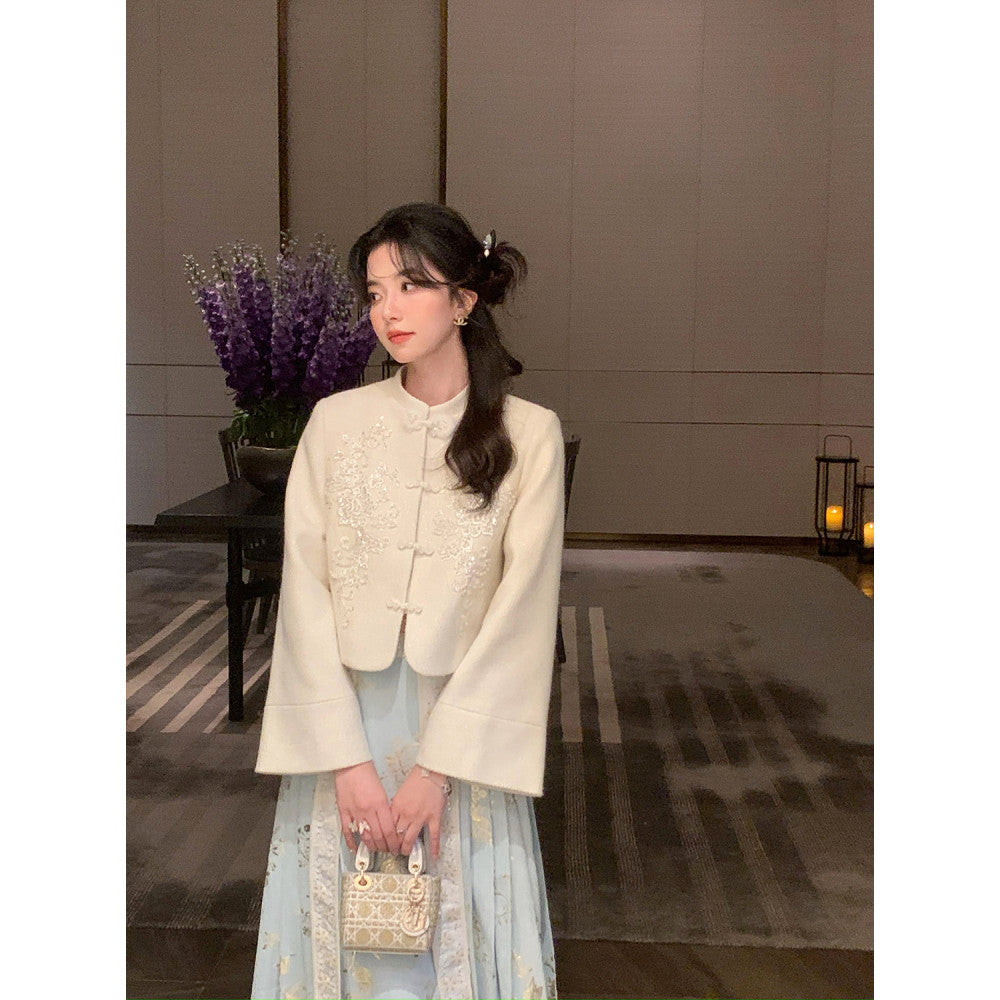 ASAYA2674 Feng Guan Xia Pei” New Chinese Style Woolen Short Jacket