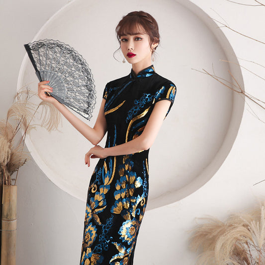 ASAYA2672 Improved cheongsam high-end retro slim temperament dress
