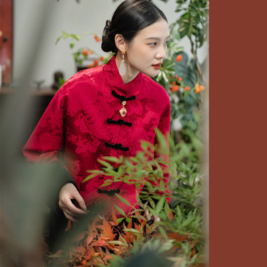 ASAYA2668 Silk Guanle Crepe Chinese Retro Shirt Spring and Autumn Jacke