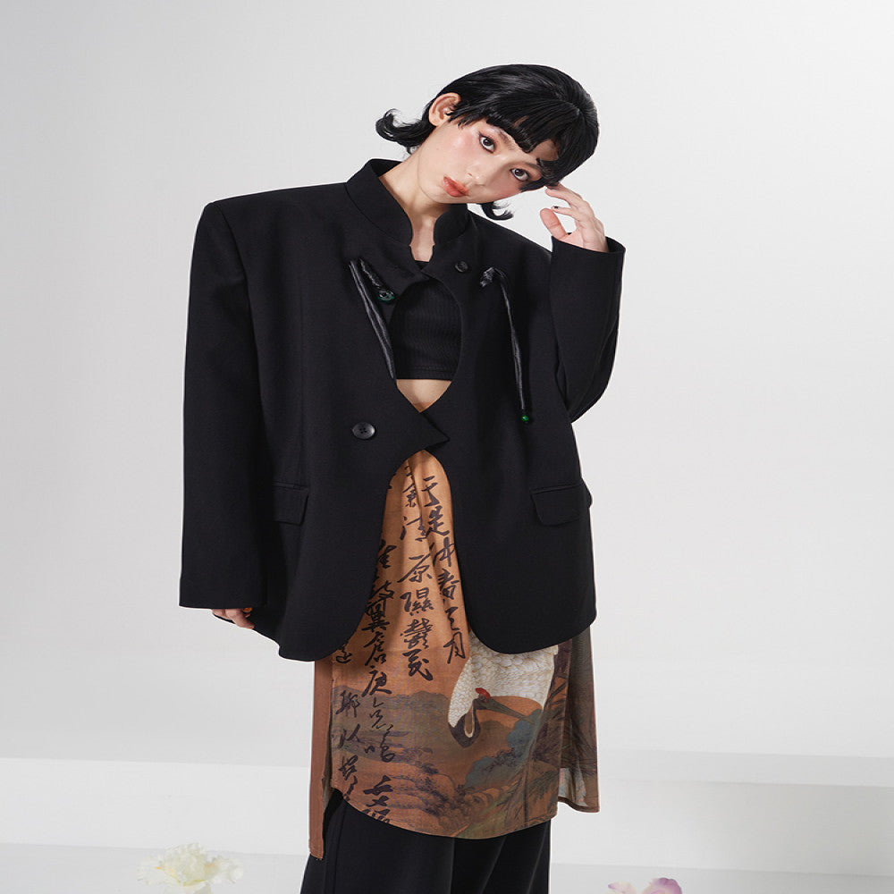 Yang Er s Dream Original New Chinese Green Pearl Pan Button Suit Coat Women s Edition Autumn Edition New 2025 Suit image 2