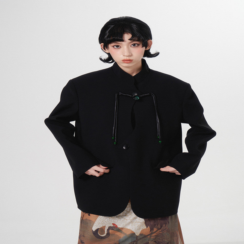 Yang Er s Dream Original New Chinese Green Pearl Pan Button Suit Coat Women s Edition Autumn Edition New 2025 Suit image 3