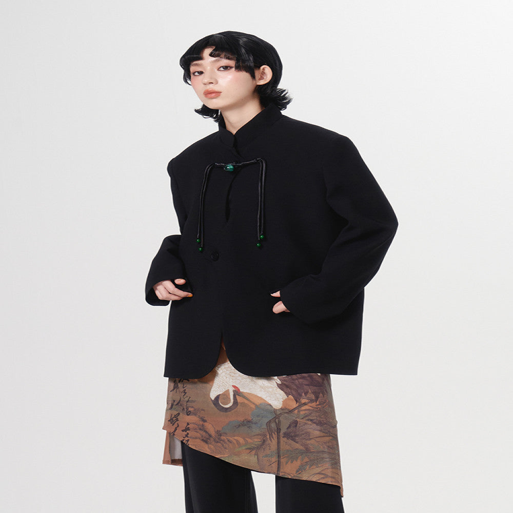 Yang Er s Dream Original New Chinese Green Pearl Pan Button Suit Coat Women s Edition Autumn Edition New 2025 Suit image 0