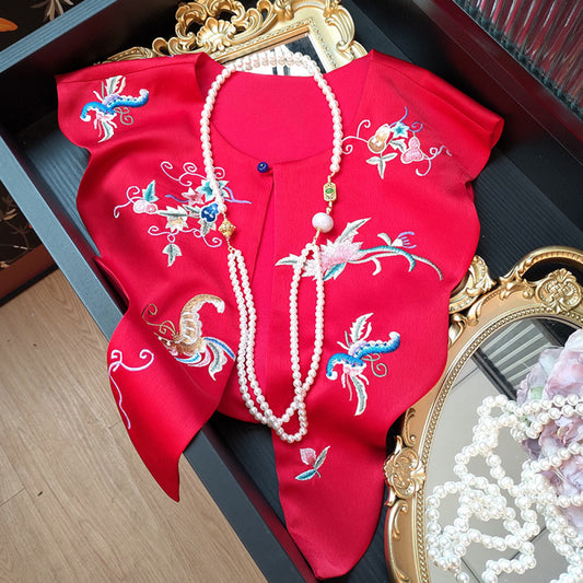 ASAYA2641 New Chinese style versatile cloud embroidered acetate satin shoulder decoration