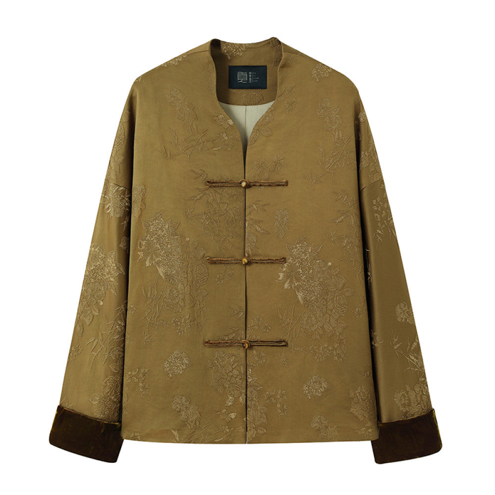 Ruyi Lianyun Spring and Autumn New Jacquard Buckle Short Coat for Women New Chinese Style Vintage Velvet Flip Cuff Top image 18