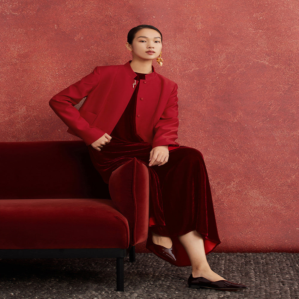 Ruyi Lianyun Spring and Autumn new style small stand collar jacquard short jacket for women new Chinese style retro metal buckle top image 5