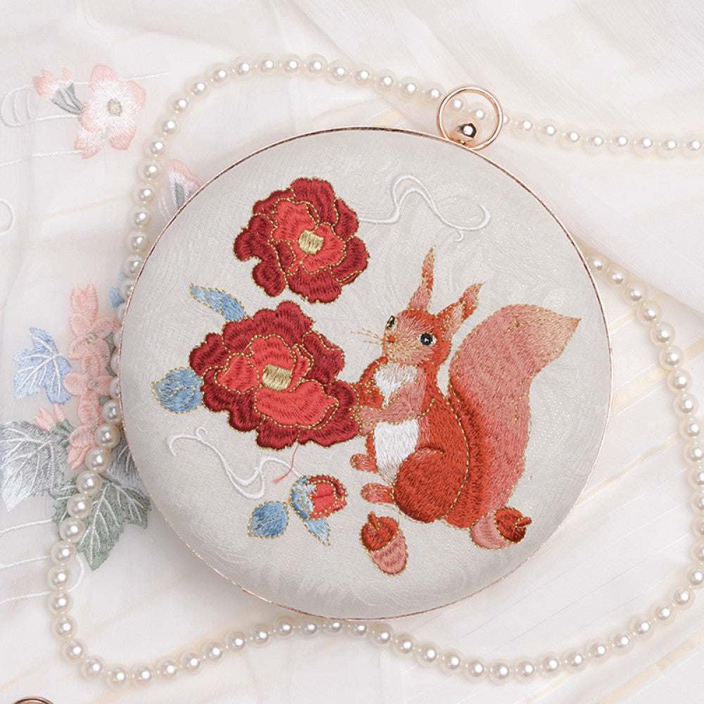 Embroidered handmade bag niche design crossbody bag women s versatile ins gentle ancient style apricot leaf bead Hanfu small bag image 16
