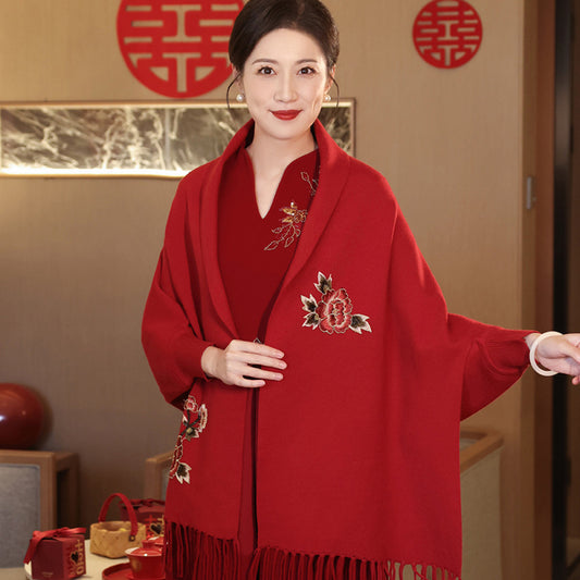 ASAYA2621 High-end cheongsam and shawl red scarf