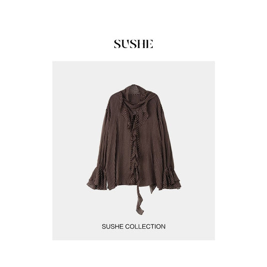 ASAYA4740 – Retro Charm Sheer Blouse 🤎✨