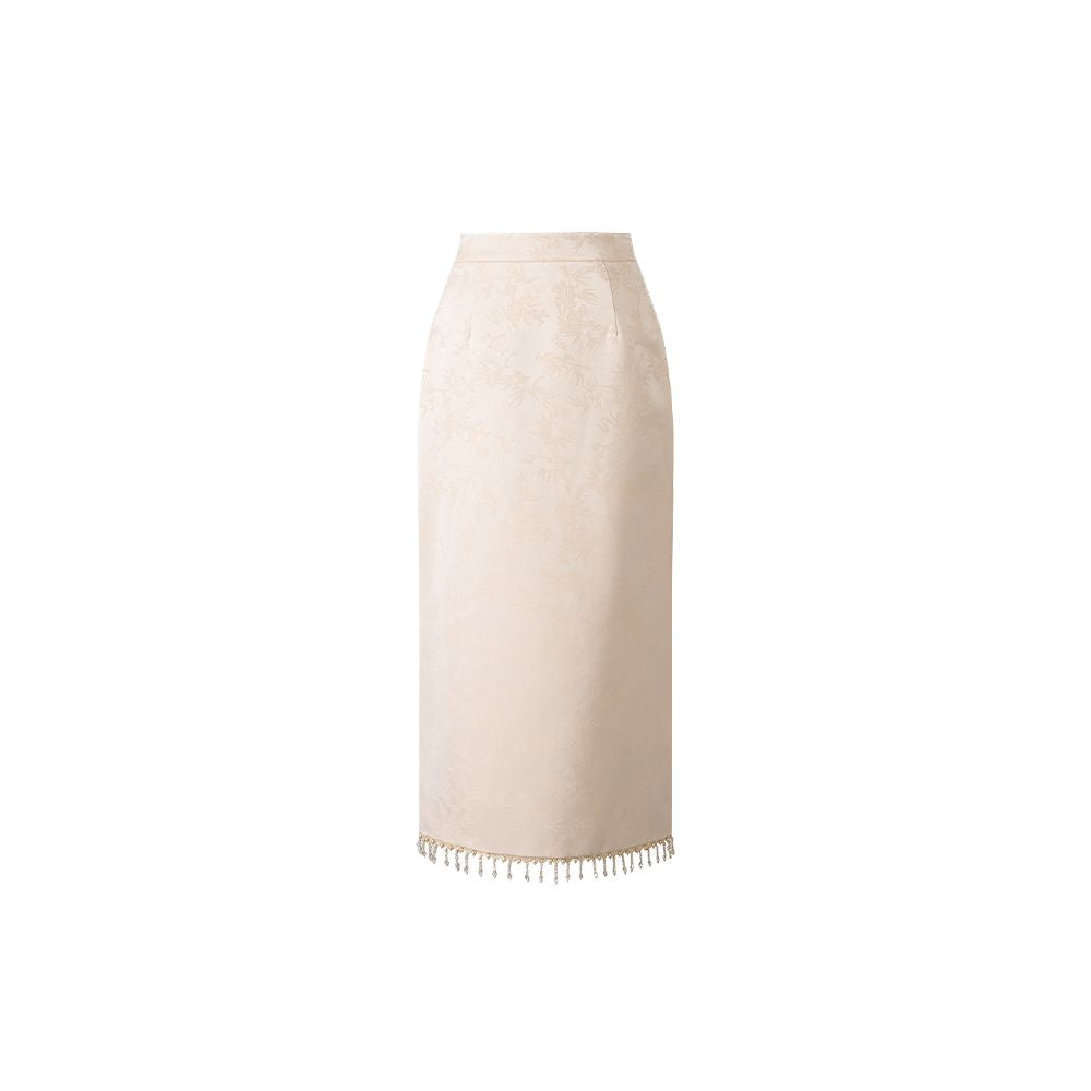 Wuyan Yihe Gusu Qu New Chinese style Acetic Acid Jacquard Heavy Industry Embroidered Top Crystal tassel Half Skirt image 16