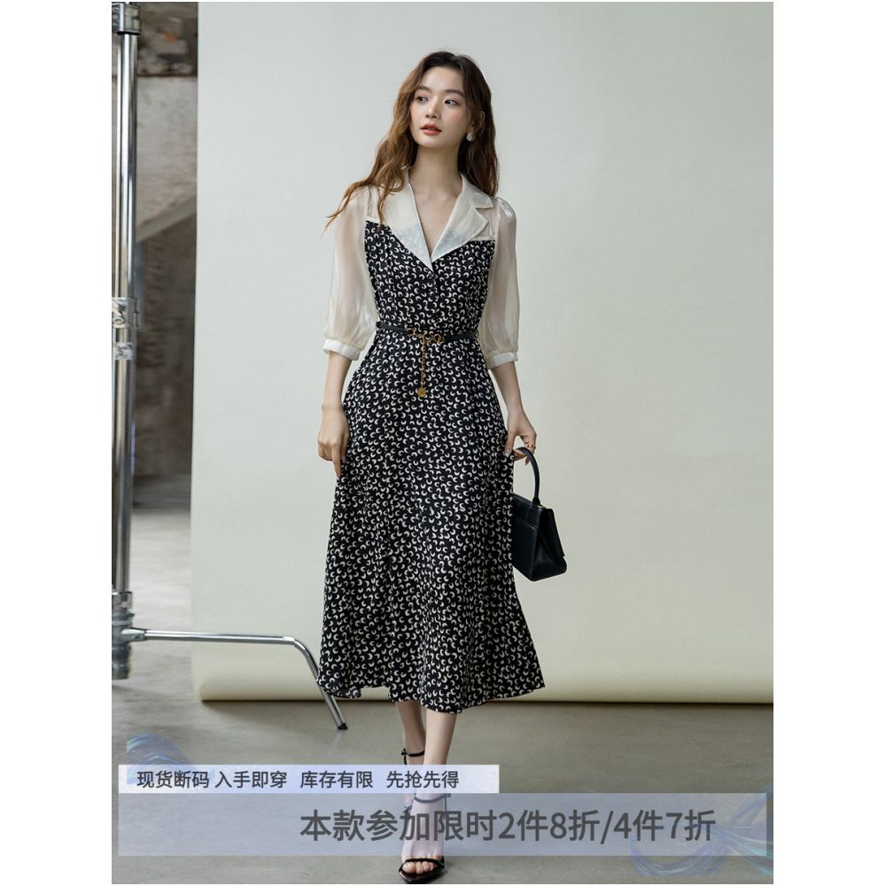 French Hepburn style white shirt dress for women s spring and autumn new style 2080 Campanula tea break break two retro dresses image 1