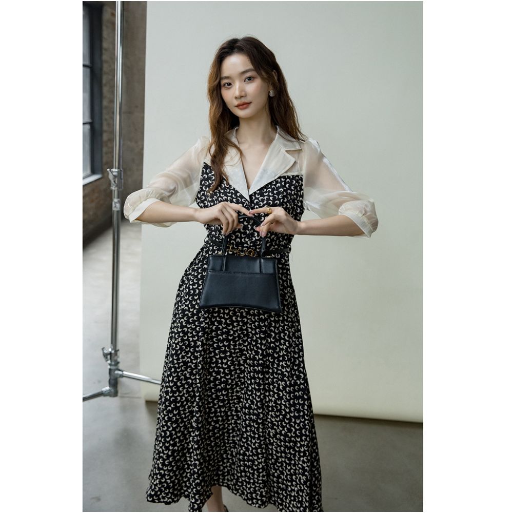 French Hepburn style white shirt dress for women s spring and autumn new style 2080 Campanula tea break break two retro dresses image 2