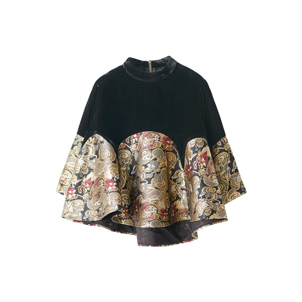 Contour velvet short jacket new Chinese style light luxury socialite jacquard top original design for spring and autumn women s clothing image 5