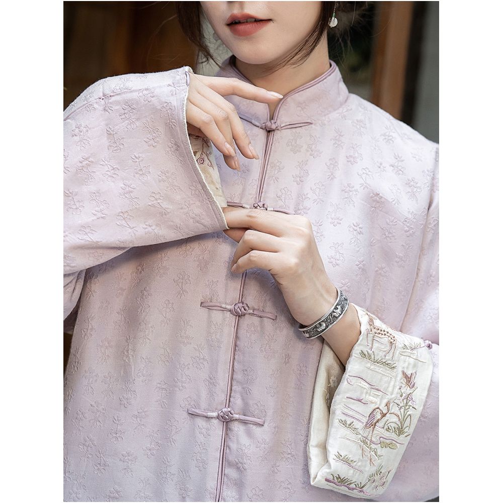 Yuanzhen Winter Cotton Clothes Embroidered Flower Plate Buckle Retro Chinese style Plush Coat Women s Loose Chinese Style Women s Clothing image 4