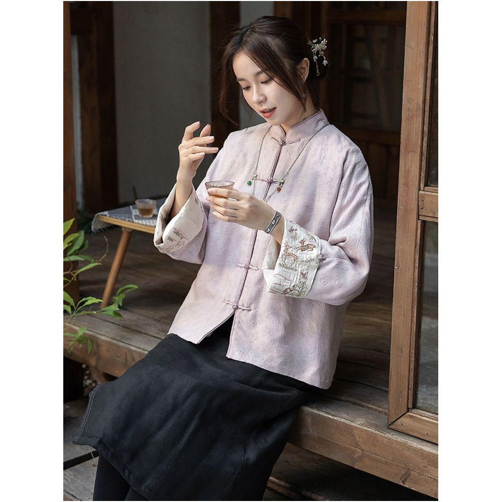 Yuanzhen Winter Cotton Clothes Embroidered Flower Plate Buckle Retro Chinese style Plush Coat Women s Loose Chinese Style Women s Clothing image 0