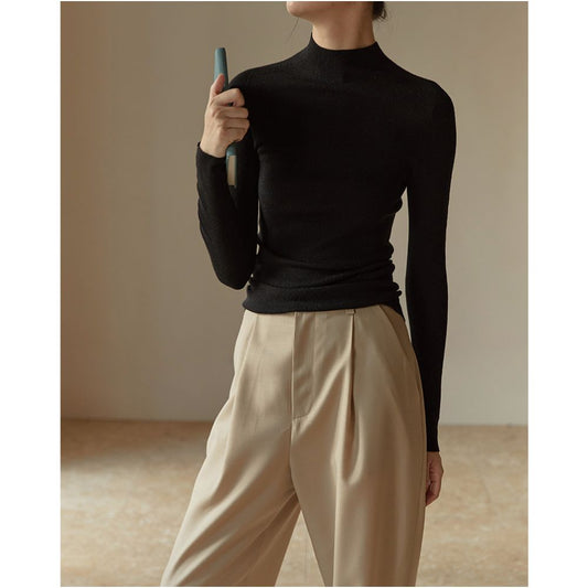 ASAYA2547 Yangzi yarn seamless one-piece half turtleneck bottoming shirt