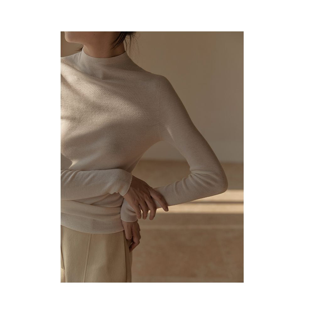 Commuse memory finely spun JI fine all wool Yangtze yarn seamless integrated semi high neck base sweater image 13