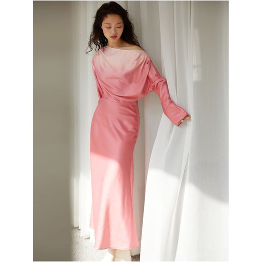 ASAYA2541 Rose Gradient Smudged Goddess Dress