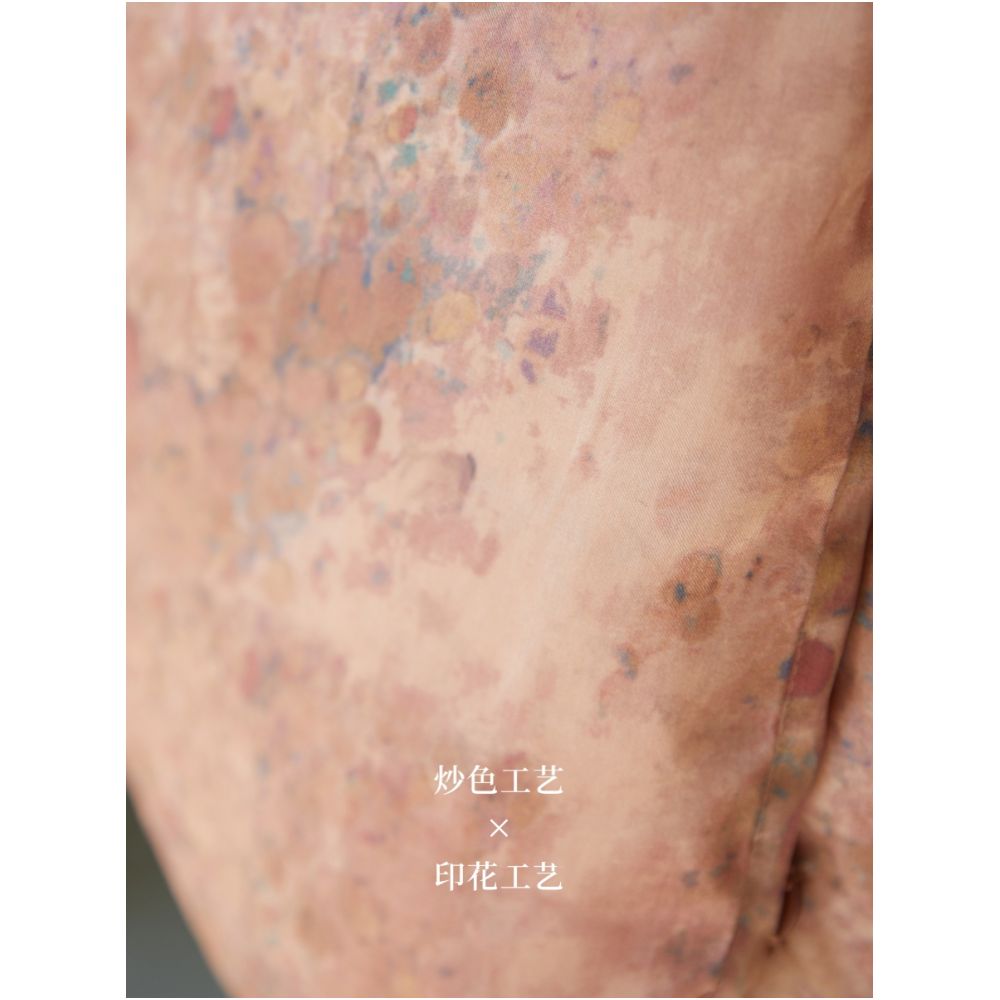 Fried color process mottled feeling new Chinese style printing double layered front placket down jacket two wearing method image 4