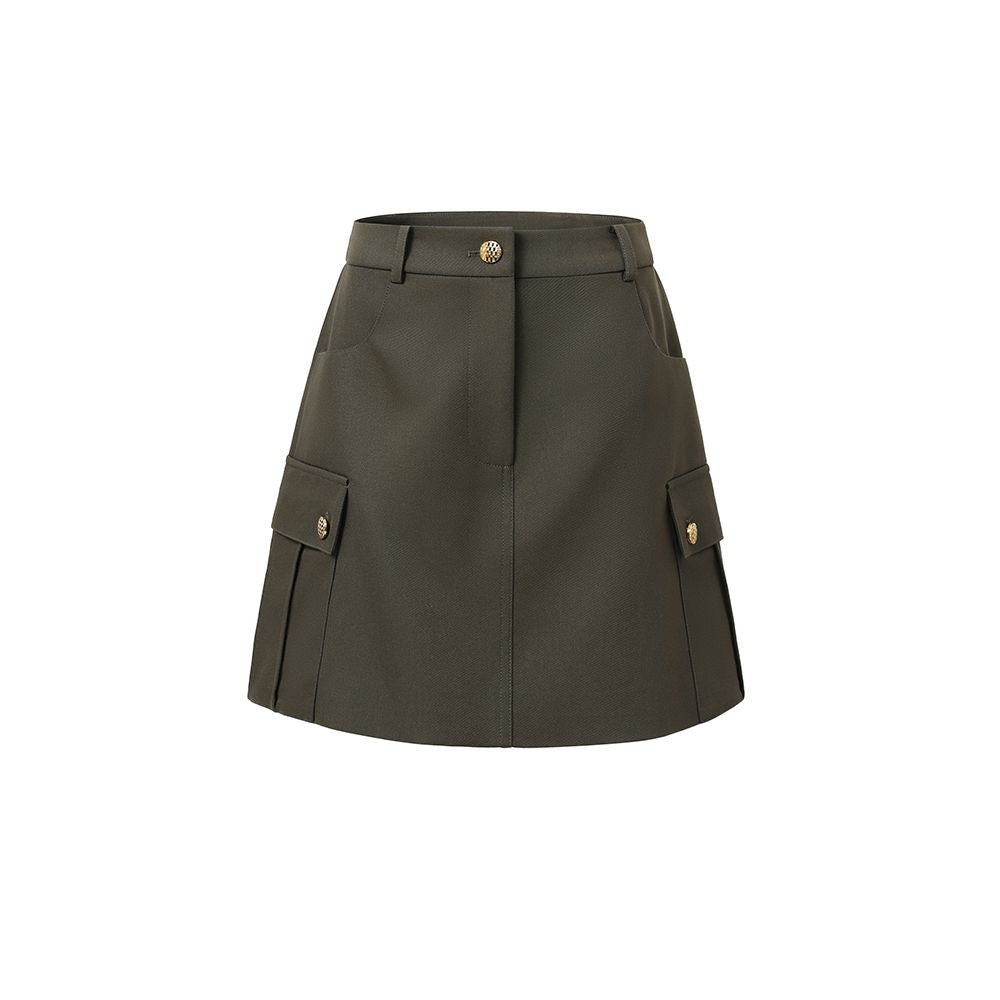 ASAYA2505 Autumn New Black Leather skirt