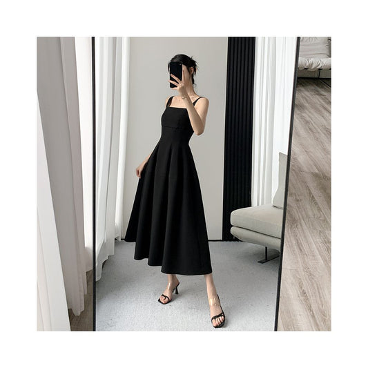 ASAYA2476 Black high-end French style suspender dress