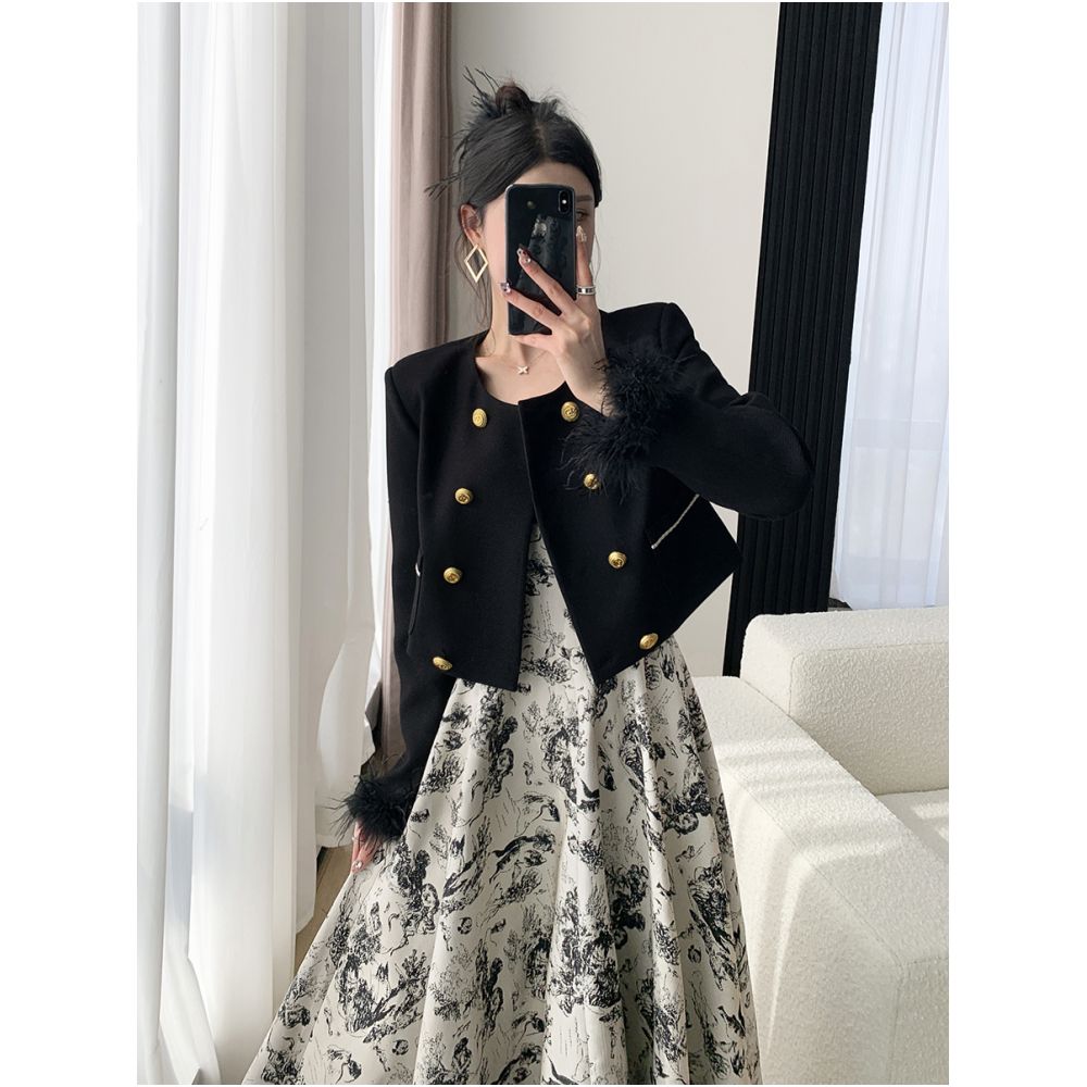 FT GUOGE Black Jacket Women s 2025 Autumn New Style High end French Fashion Light Luxury temperament Short Top image 2