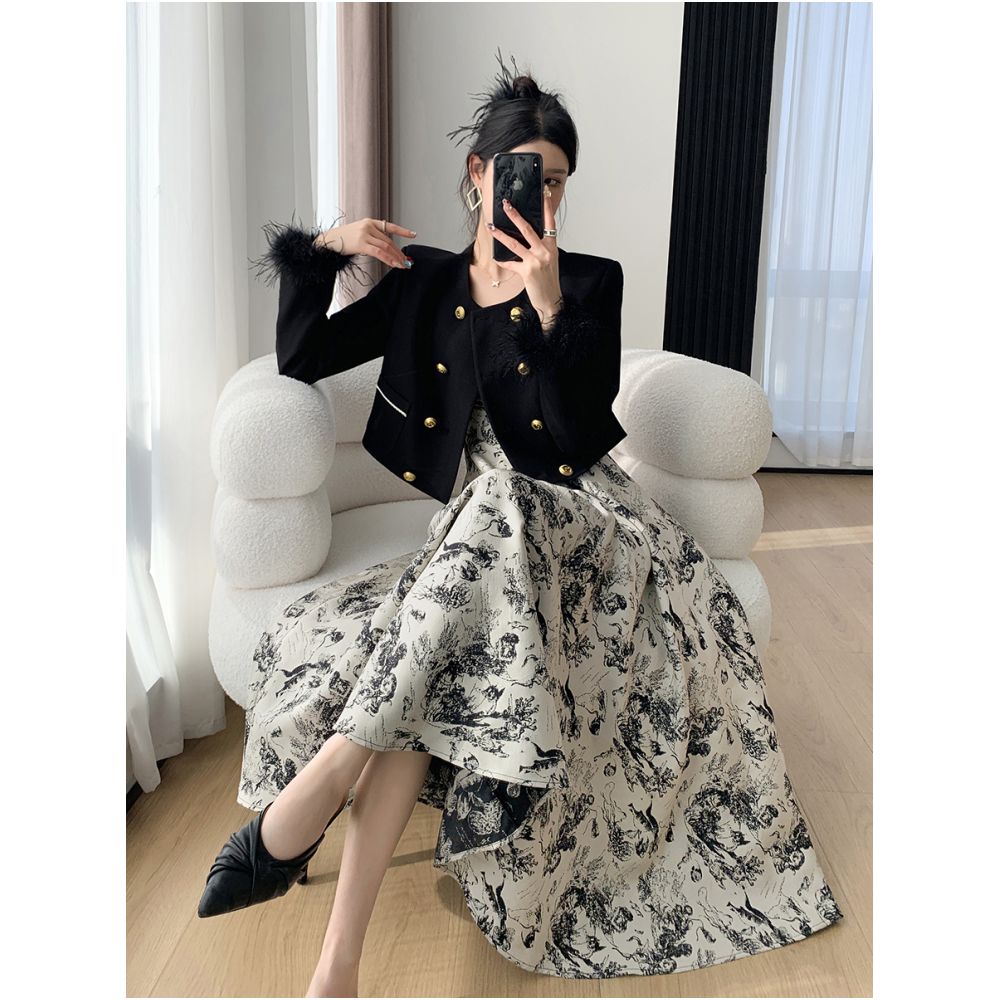 FT GUOGE Black Jacket Women s 2025 Autumn New Style High end French Fashion Light Luxury temperament Short Top image 5