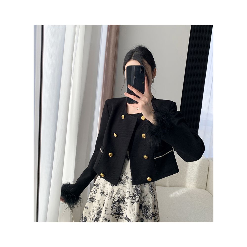 FT GUOGE Black Jacket Women s 2025 Autumn New Style High end French Fashion Light Luxury temperament Short Top image 10